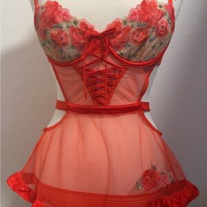 Victoria's Secret Red Lace Chemise